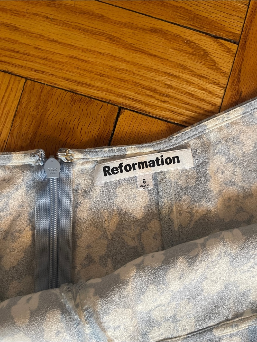 Reformation Zoe Light Blue Floral Midi Skirt with High Side Slit - Picture 6 of 7